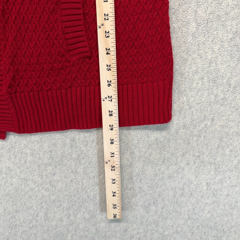 Talbots Womens Cardigan Sweater Red Long Sleeve Open Front Ribbed Knitted 2X - Picture 10 of 11
